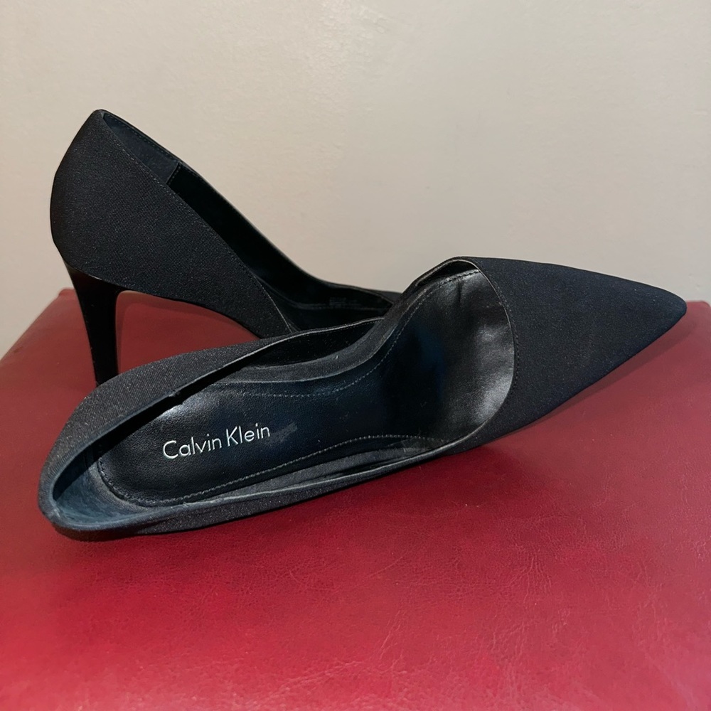 Calvin Klein Black Nylon Heels Size 8 gently worn